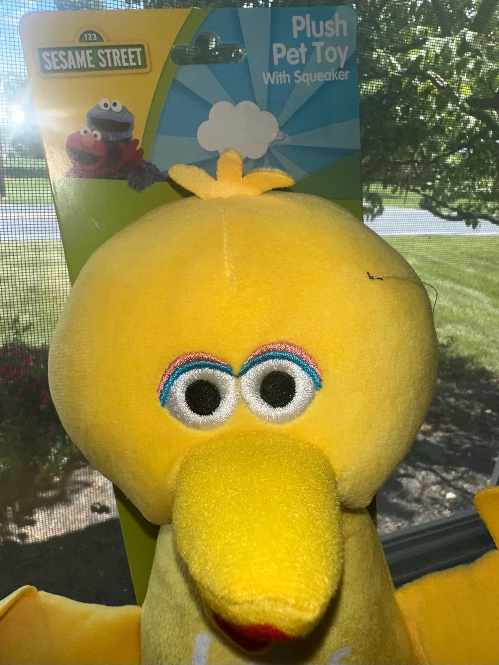 Sesame Street Big Bird 14”Plush Pet Toy With Clinker & Squeaker 
